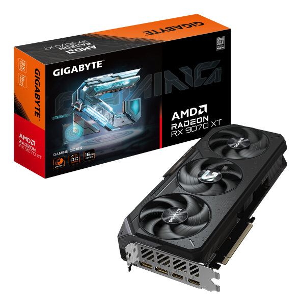 GIGABYTE Radeon RX 9070 XT GAMING OC 16G Grafikkarte - 16 GB GDDR6, 256 Bit, PCI-E 5.0, 3060 MHz Kernfrequenz, 2 x DisplayPort, 2 x HDMI, GV-R9070XTGAMING OC-16GD