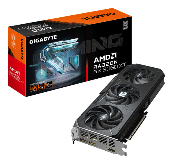 GIGABYTE Radeon RX 9060 XT GAMING OC 8G Grafikkarte - 8GB GDDR6, 128bit, PCI-E 5.0, 3320 MHz Kerntakt, 2 x DisplayPort, 1 x HDMI, GV-R9060XTGAMING OC-8GD