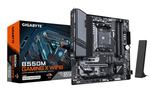 GIGABYTE B550M GAMING X WIFI6 Mainboard – AMD Ryzen 5000 Prozessoren, 5+3 Phasen VRM, bis zu 3200 MHz DDR4, 1x PCIe 4.0 + 1x PCIe 3.0 M.2, Wi-Fi 6, 1 GbE LAN, USB 3.2 Gen 1