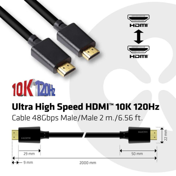Club3D HDMI-Kabel A -> A 2.1 Ultra High Speed 10K HDR 2m retail