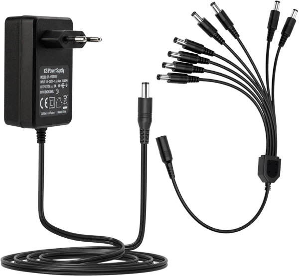 Tonton PS12V/3A-1/8 12V3A+Splitter 2.1mm x 5.5mm Netzteil bis zu 8 Kameras
