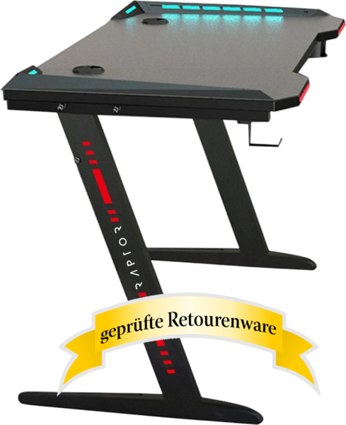 Raptor Gaming GT100-RGB Gamer Table Desk schwarz Sonderware