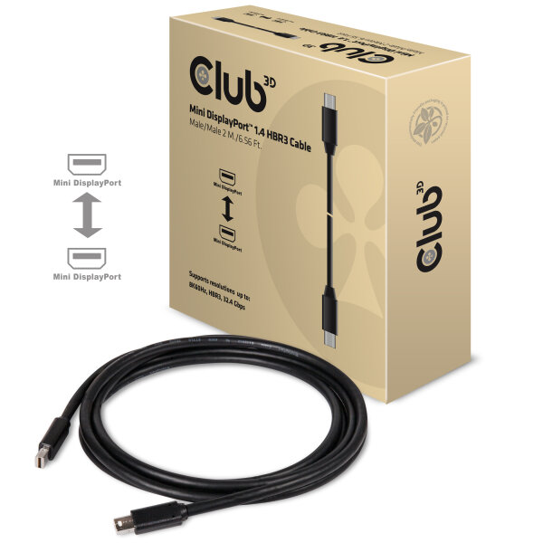 Club3D Mini-DP-Kabel     1.4 HBR3 32,4Gb/s   2m 8K60Hz St/St retail
