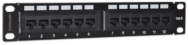 Intellinet 10" 12-Port Cat6 Patchpanel, UTP, 10", 1 HE, schwarz