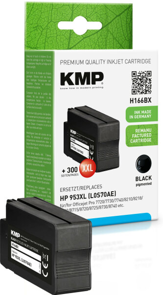 KMP Patrone HP 953XL (L0S07AE) black 2300 S. H166BX Hybrid refilled