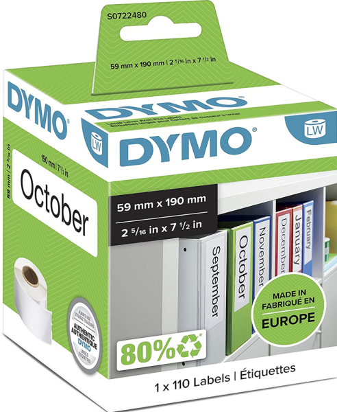 DYMO LW-Ordner-Etiketten breit     59x190mm weiß 110St/Rolle