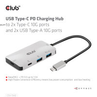 Club3D Adapter USB 3.1 Typ C > 2x USB C + 2x USB A Lade Hub retail