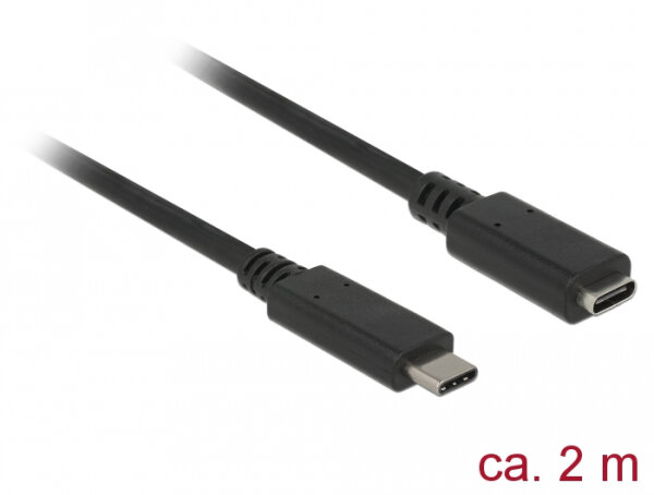 DELOCK Verlängerungskab. USB/C St > Bu SuperSpeed 2.0m schwa