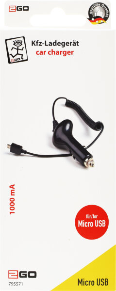 2GO USB KFZ-Ladegerät 1000mA 24V Micro-USB CE certified sw
