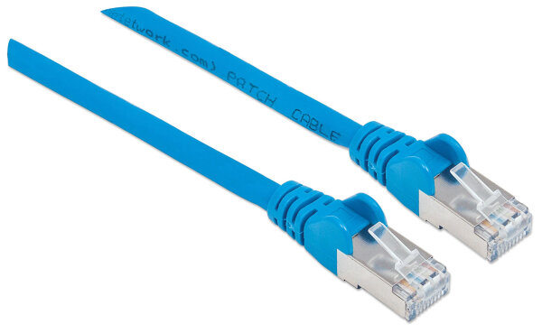 Intellinet Premium Netzwerkkabel, Cat6, S/FTP, 100% Kupfer, Cat6-zertifiziert, LS0H, RJ45-Stecker/RJ45-Stecker, 0,5 m, blau