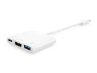 Equip USB-C 3.0 3in1 Hub HDMI / USB 3.0 Port Replikator 60W 15cm Kabel weiß