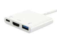 Equip USB-C 3.0 3in1 Hub HDMI / USB 3.0 Port Replikator 60W 15cm Kabel weiß