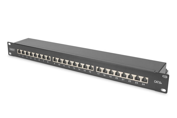 DIGITUS Patchpanel 1HE 24-Port Cat6a geschirmt schwarz