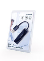 Gembird USB 3.0 -> Gigabit LAN + Flash-Speicher Adapter schwarz