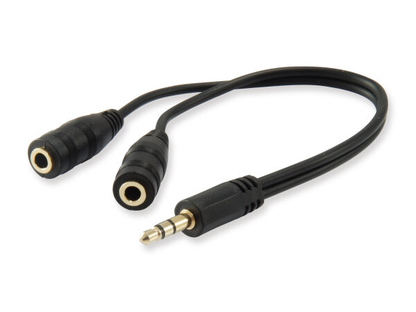 Equip Audiokabel Splitter 3.5mm->2x3.5mm St/Bu       schwarz Polybeutel