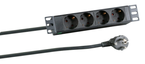EFB 10" 1HE Steckdosenleiste 4xCEE 7/3 ohne Schalter,Alu,sw