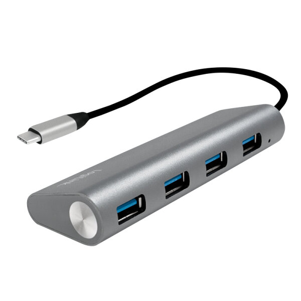 Logilink USB 3.1 HUB 4-port Type-C Aluminium grau