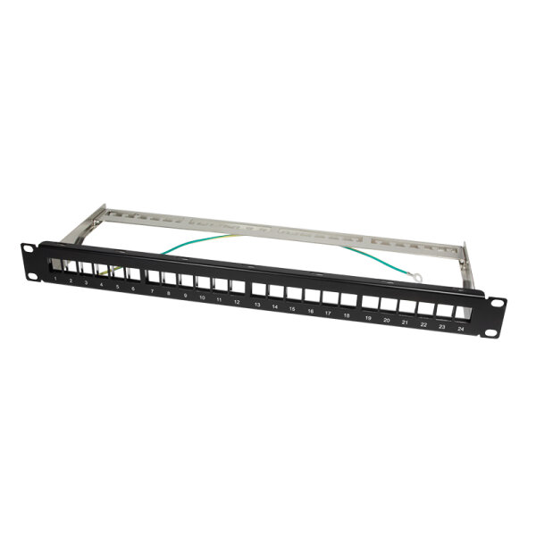 Logilink Keystone Patchpanel 19", 24 Module, leer, schw.
