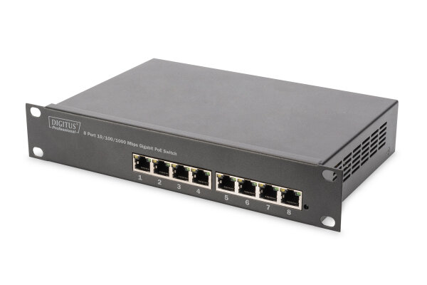 DIGITUS Switch 8-Port  Gigabit 80W  PoE Unmanaged schwarz