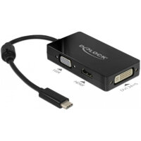 DELOCK Adapter USB-C > VGA/HDMI/DVI St/Bu schwarz
