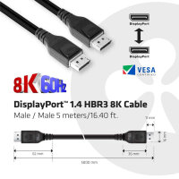 Club3D DisplayPort-Kabel 1.4 HBR3 32,4Gb/s   5m 8K60Hz...