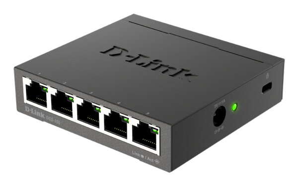 D-Link DGS-105 Unmanaged L2 Gigabit Ethernet (10/100/1000) Schwarz