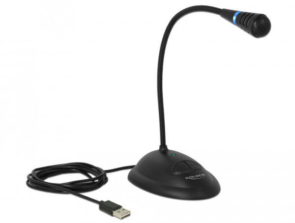DELOCK USB-Mikrofon mit Standfuß & Mute/On&Off-Taste 1.7m